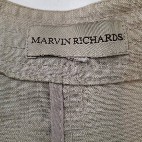 Marvin Richards Womens Tan Natural Linen Cropped Jacket Blazer Size M Vintage - Picture 13 of 15